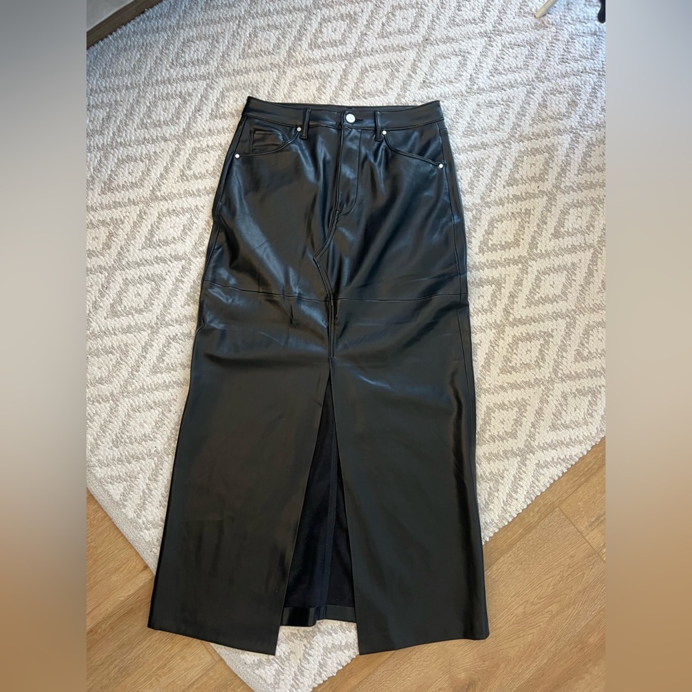 NWOT Black Faux Leather Maxi Skirt